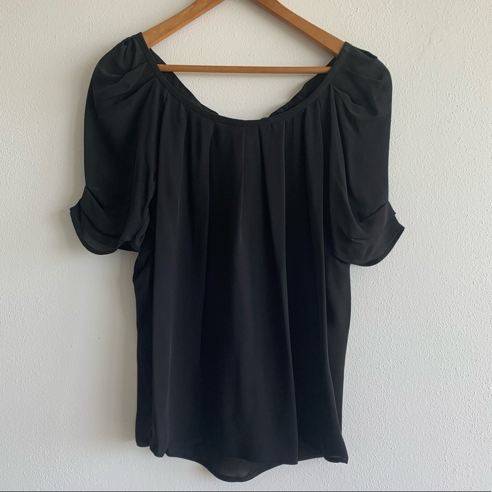 Joie romantic sleeves black silk blouse size small